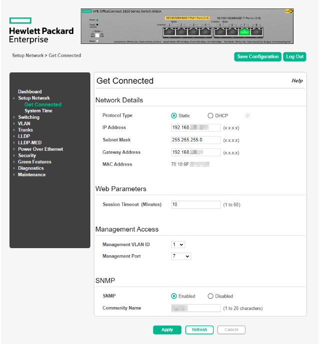 HP OfficeConnect 1820 8G J9979A Switch