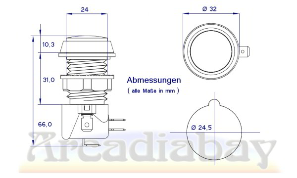 Taster rund 33mm, blau