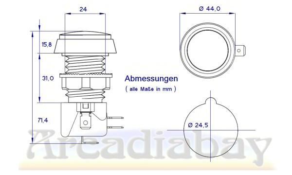 Pushbutton round 44mm, white